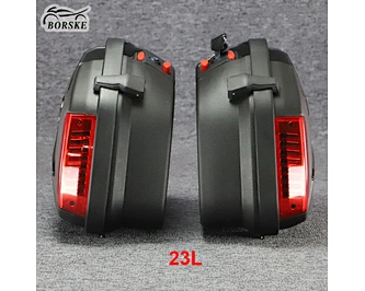 BORSKE Factory ABS Motorbike Suitcases Motorcycle Trunk LED Side Box Motorcycle Police Side Box